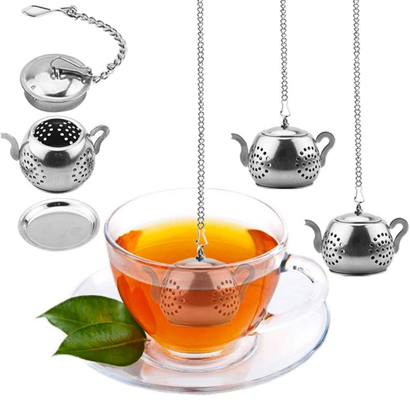 Cyimi Loose Leaf Tea Infuser, 4PCS Tea Strainer Stainless Steel Tea Ball with Chain and Drip Trays, Small Tea Filter Set for Mug (Teapot) - Image 1